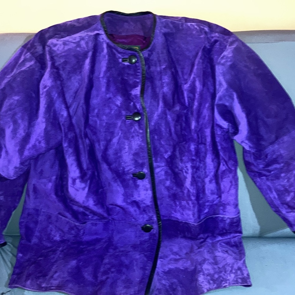 Danier Purple Suede Leather Jacket - Size L